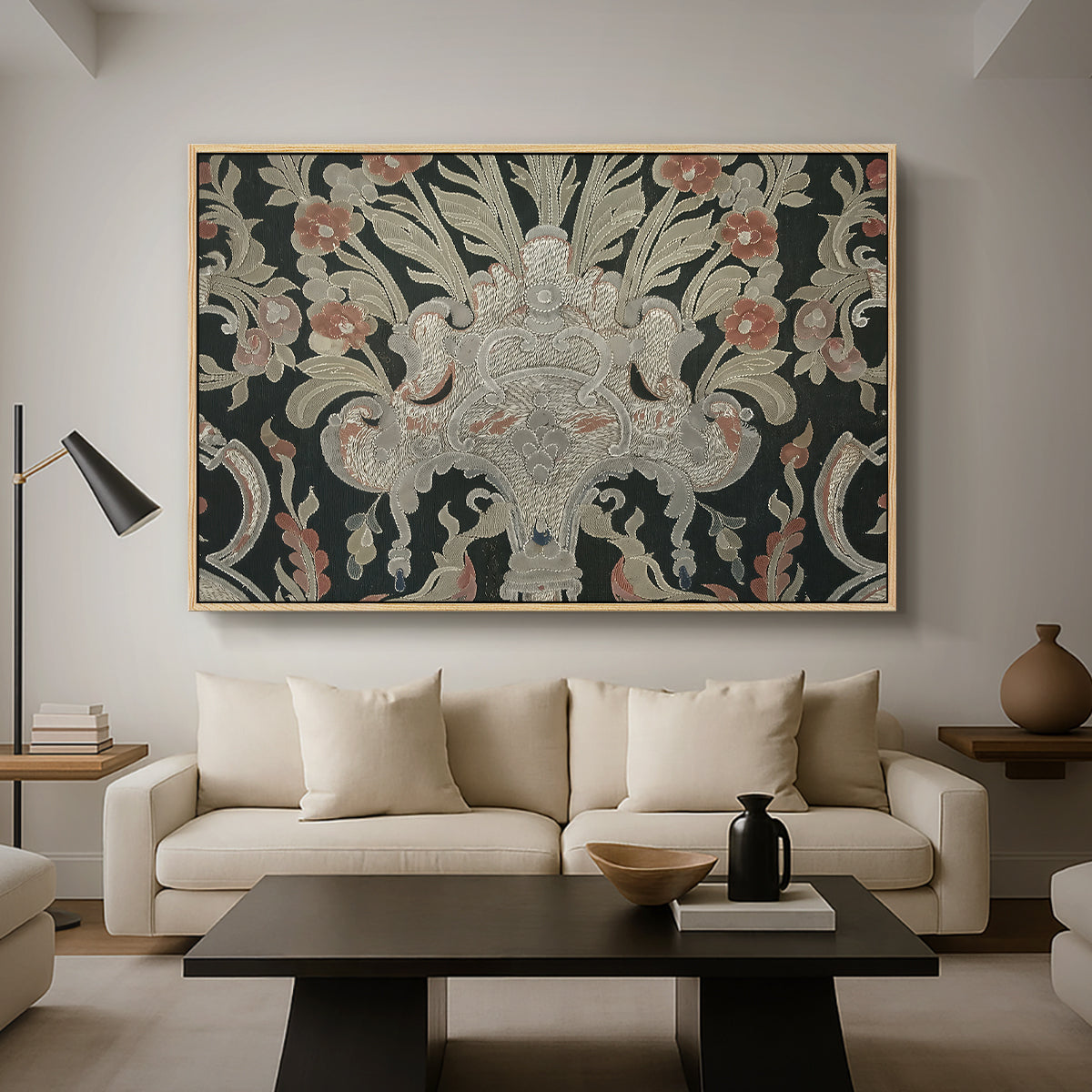 Hanging (Printed Textile), c. 18th Century - Floater Framed Canvas Print
