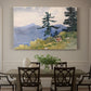 Canvas art print featuring a quiet forest clearing with trees and distant structure in natural setting, showcased as a statement wall artwork