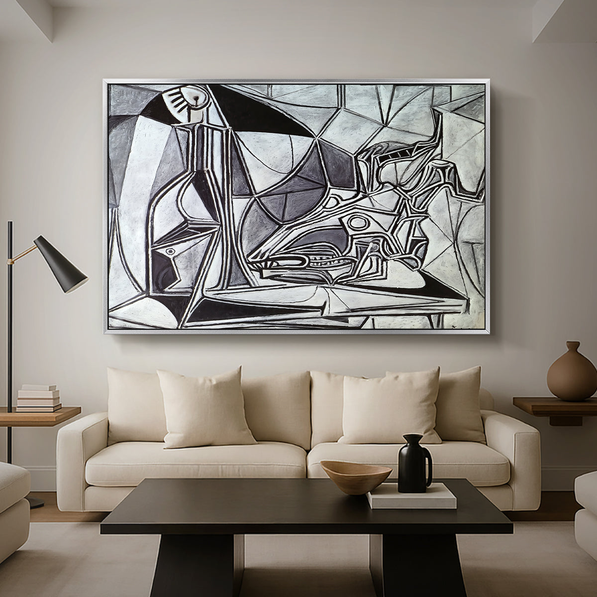 Goat's Skull, Bottle and Candle, 1952 - Floater Framed Canvas Print
