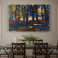 Canvas art print featuring an abstracted landscape with trees and foliage in warm autumn tones, showcased as a statement wall artwork