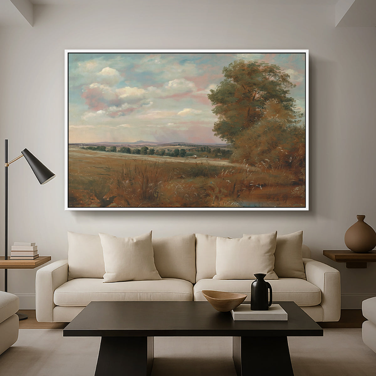 Landscape at Hampstead, with Harrow in the Distance, c. 1849-1855 - Floater Framed Canvas Print