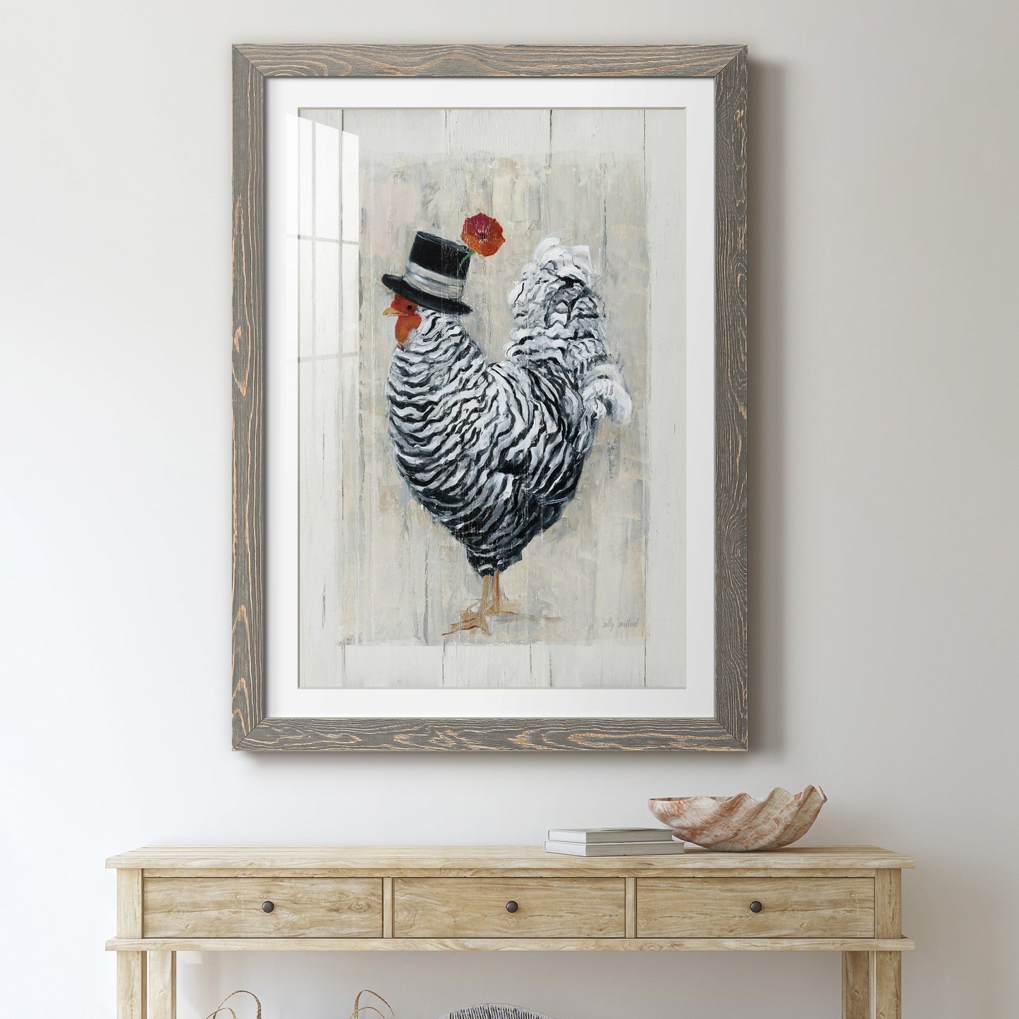 Sunday Best Rooster - Premium Framed Print - Distressed Barnwood Frame - Ready to Hang