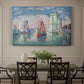 Canvas art print featuring a harbor opening with boats and structures, showcased as a statement wall artwork