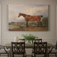 Canvas art print featuring a mounted hunter with dog in open rural landscape, showcased as a statement wall artwork
