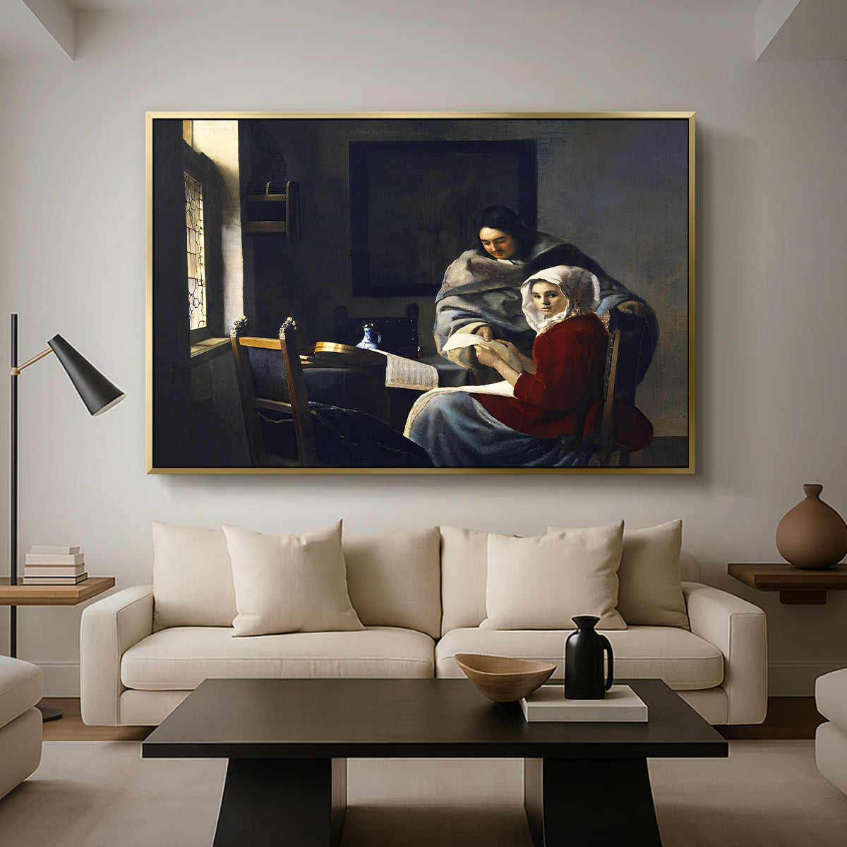 Girl Interrupted at Her Music, c. 1658-1659 - Floater Framed Canvas Print