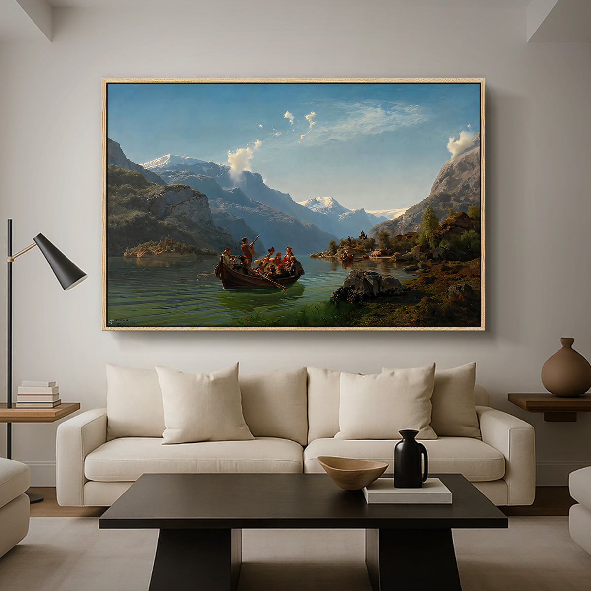 Bridal Procession on the Hardangerfjord, 1848 - Floater Framed Canvas Print