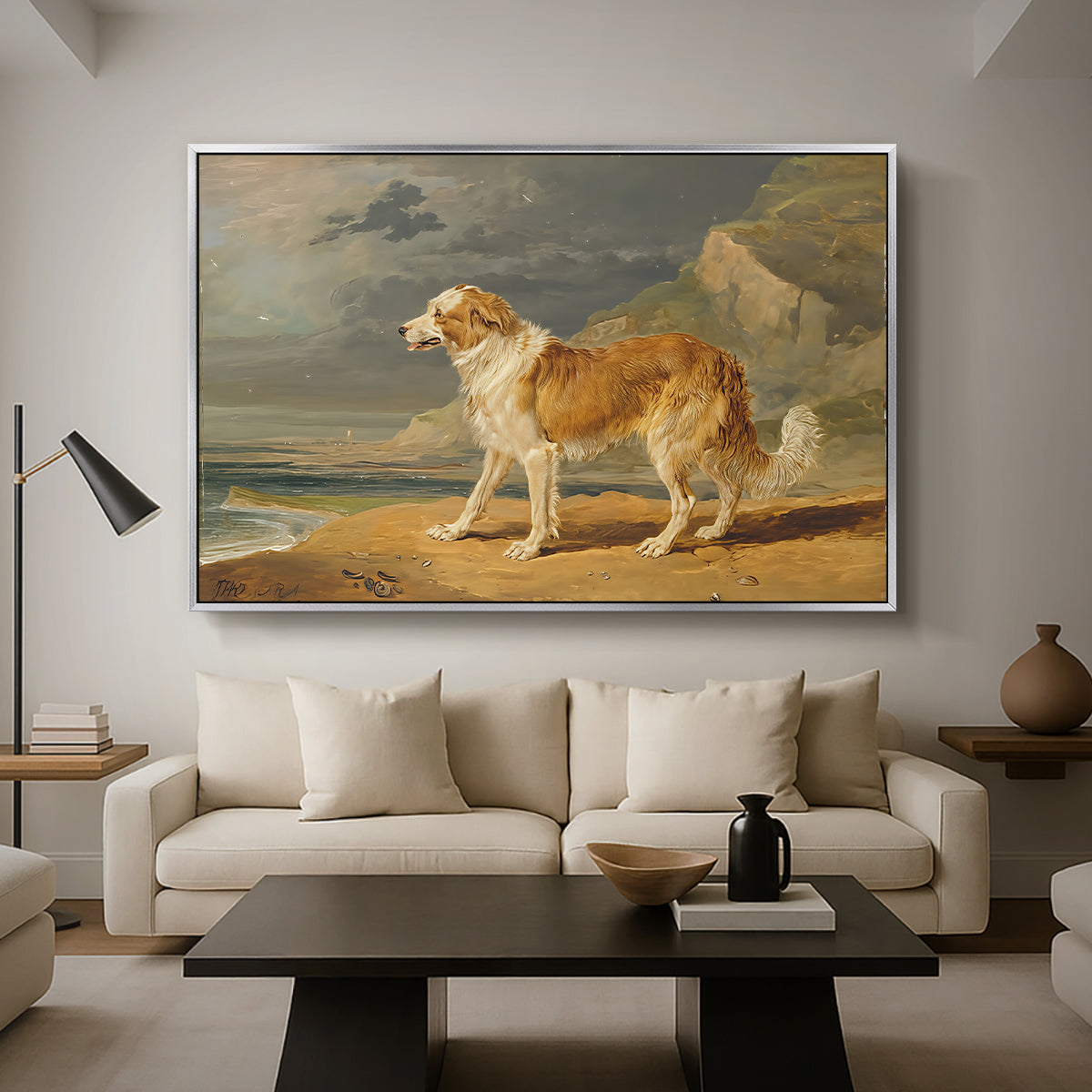 Rough-Coated Collie, 1809 - Floater Framed Canvas Print