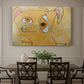 Canvas art print featuring a geometric dog composed of angular shapes with stars, showcased as a statement wall artwork