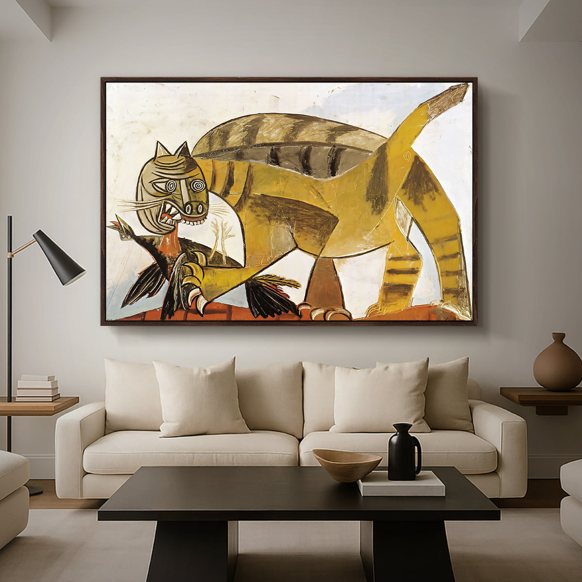 Cat Eating a Bird, 1939 - Floater Framed Canvas Print