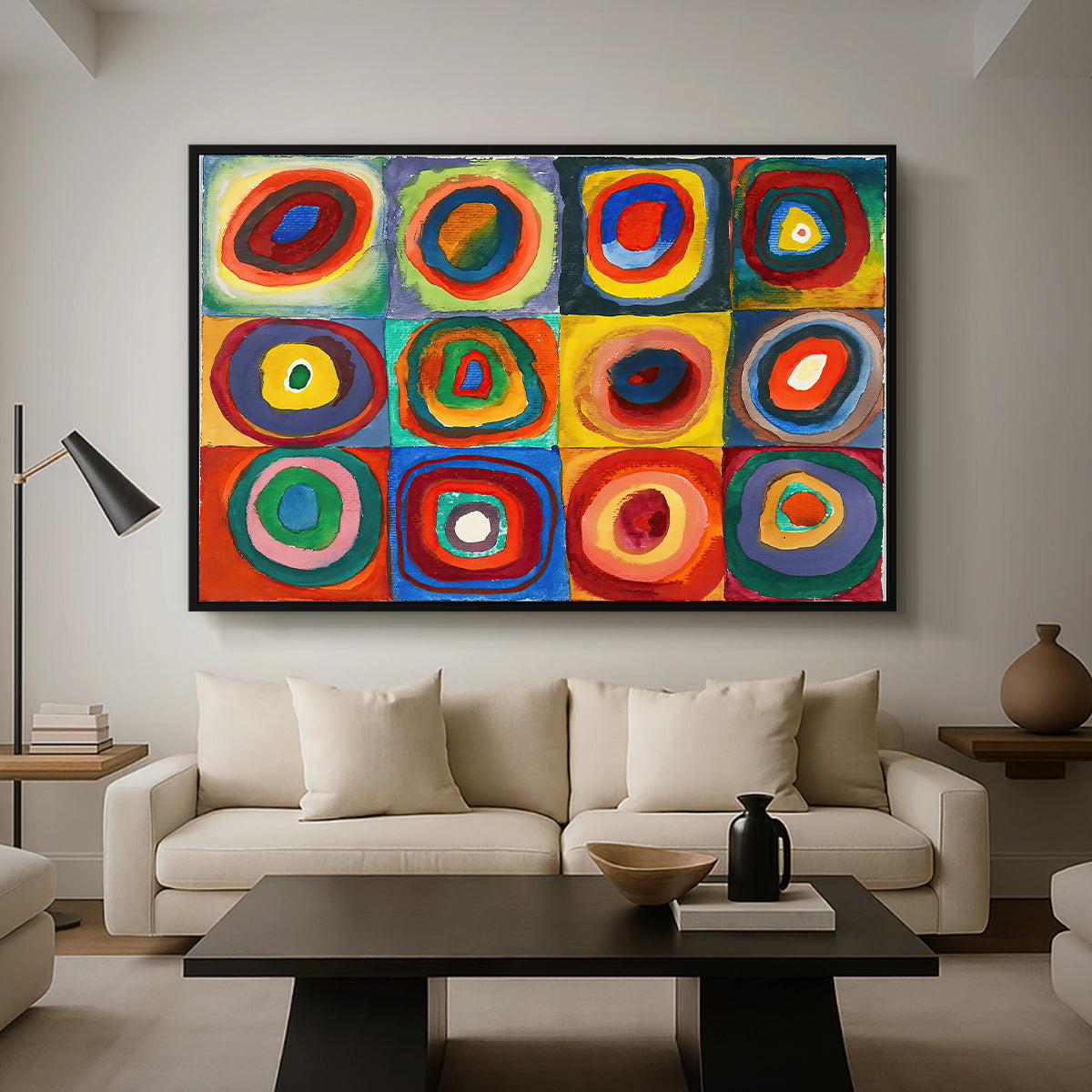 Color Study: Squares with Concentric Circles, 1913 - Floater Framed Canvas Print