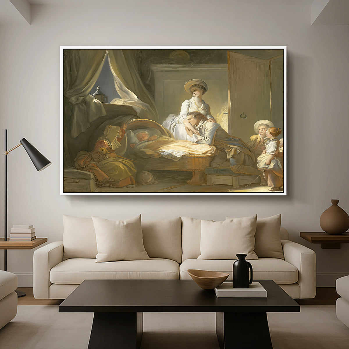 The Visit to the Nursery, c. 1775 - Floater Framed Canvas Print