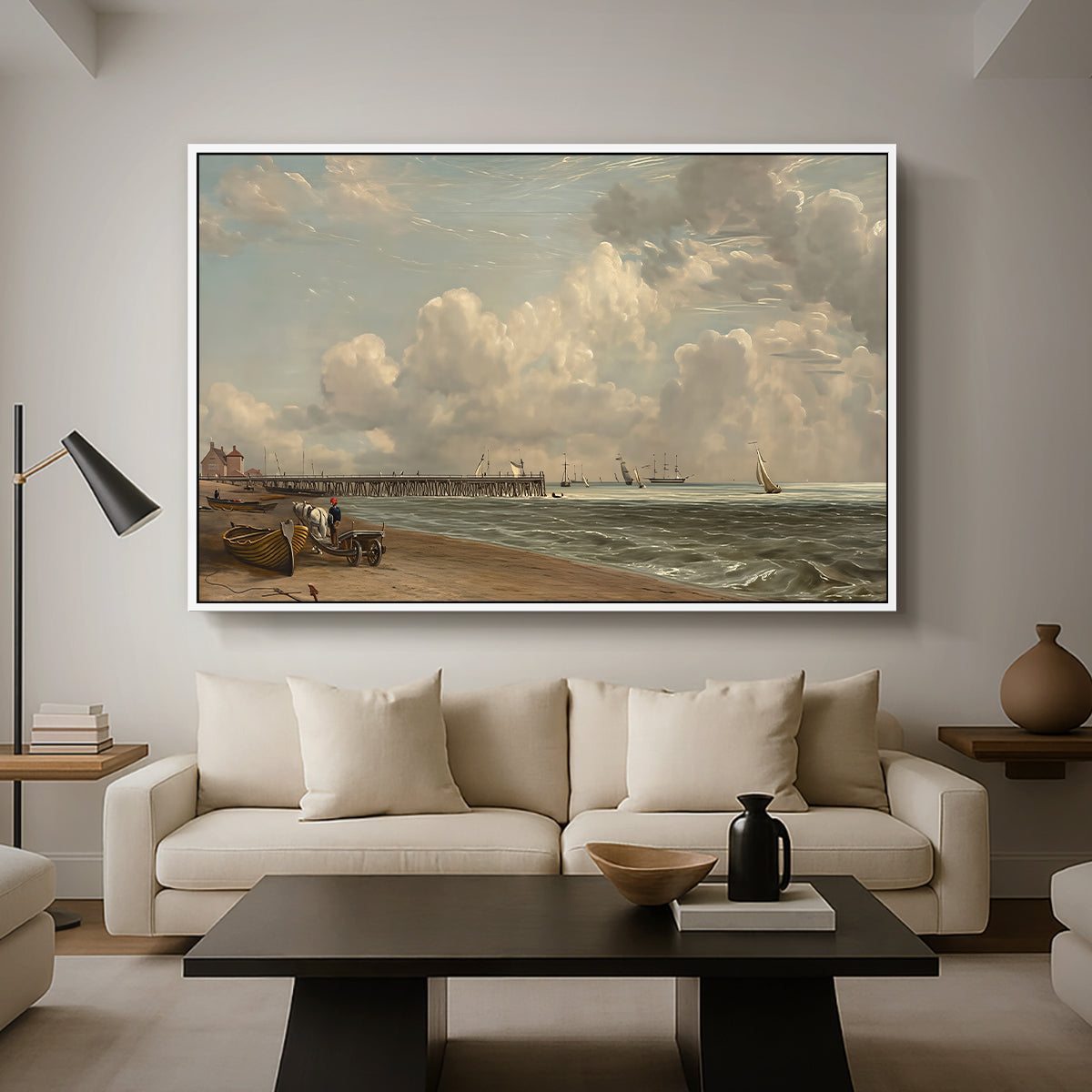 Yarmouth Jetty, 1822 - Floater Framed Canvas Print