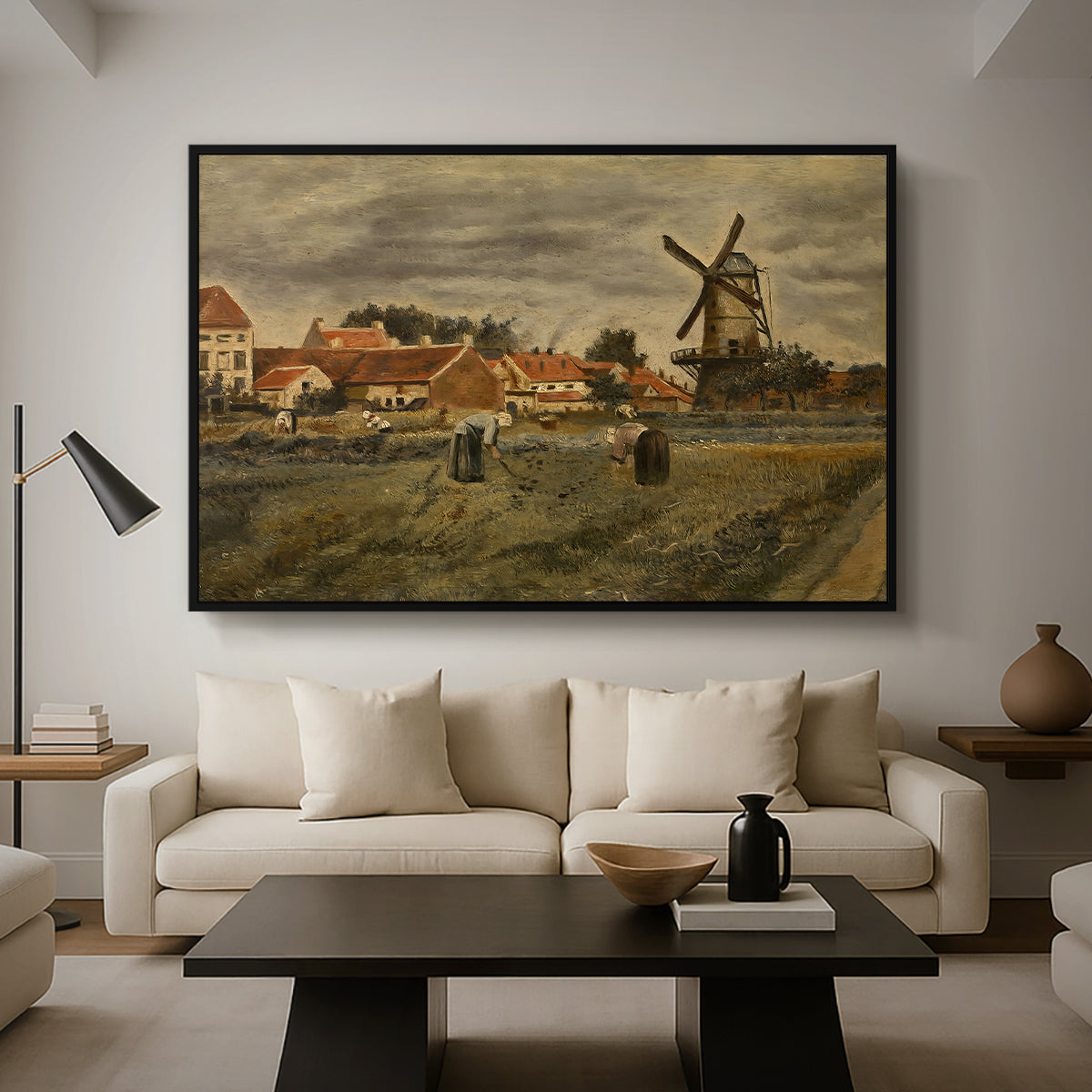 The Potato Harvest, c. 1875 - Floater Framed Canvas Print