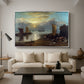 Sun Rising through Vapour: Fishermen Cleaning and Selling Fish, c. 1807 - Floater Framed Canvas Print
