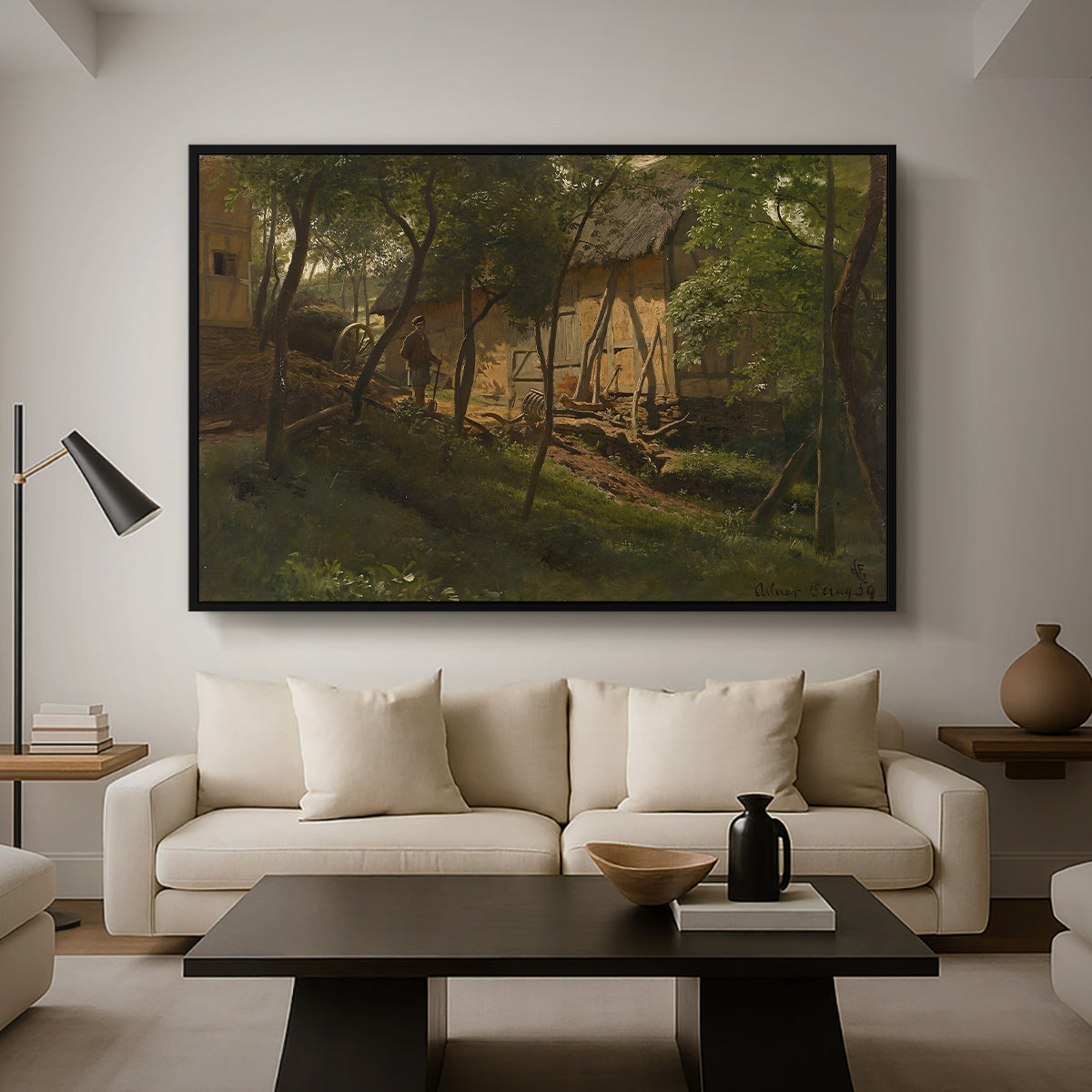German Farm, 1859 - Floater Framed Canvas Print