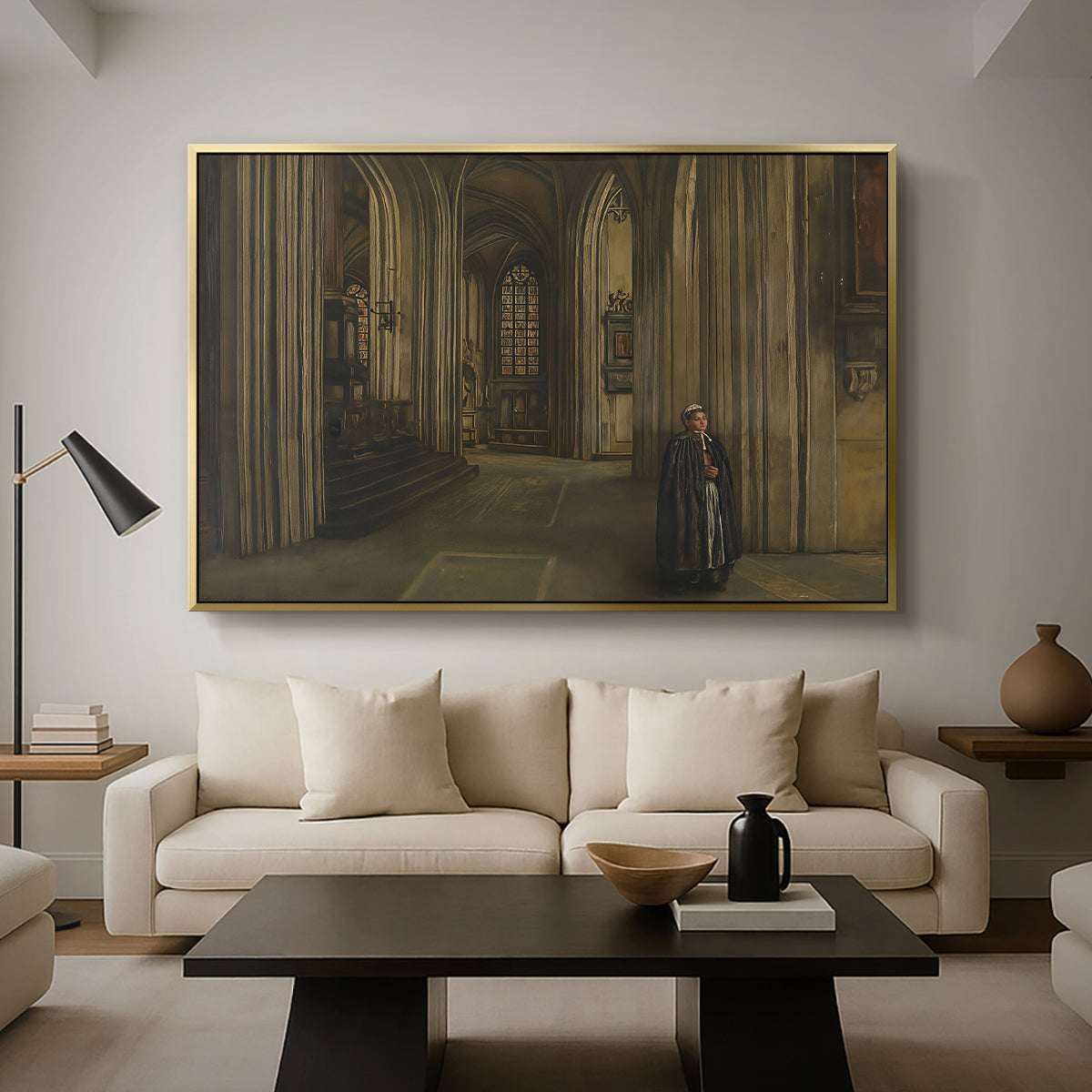 Interior of a Church, 1871 - Floater Framed Canvas Print