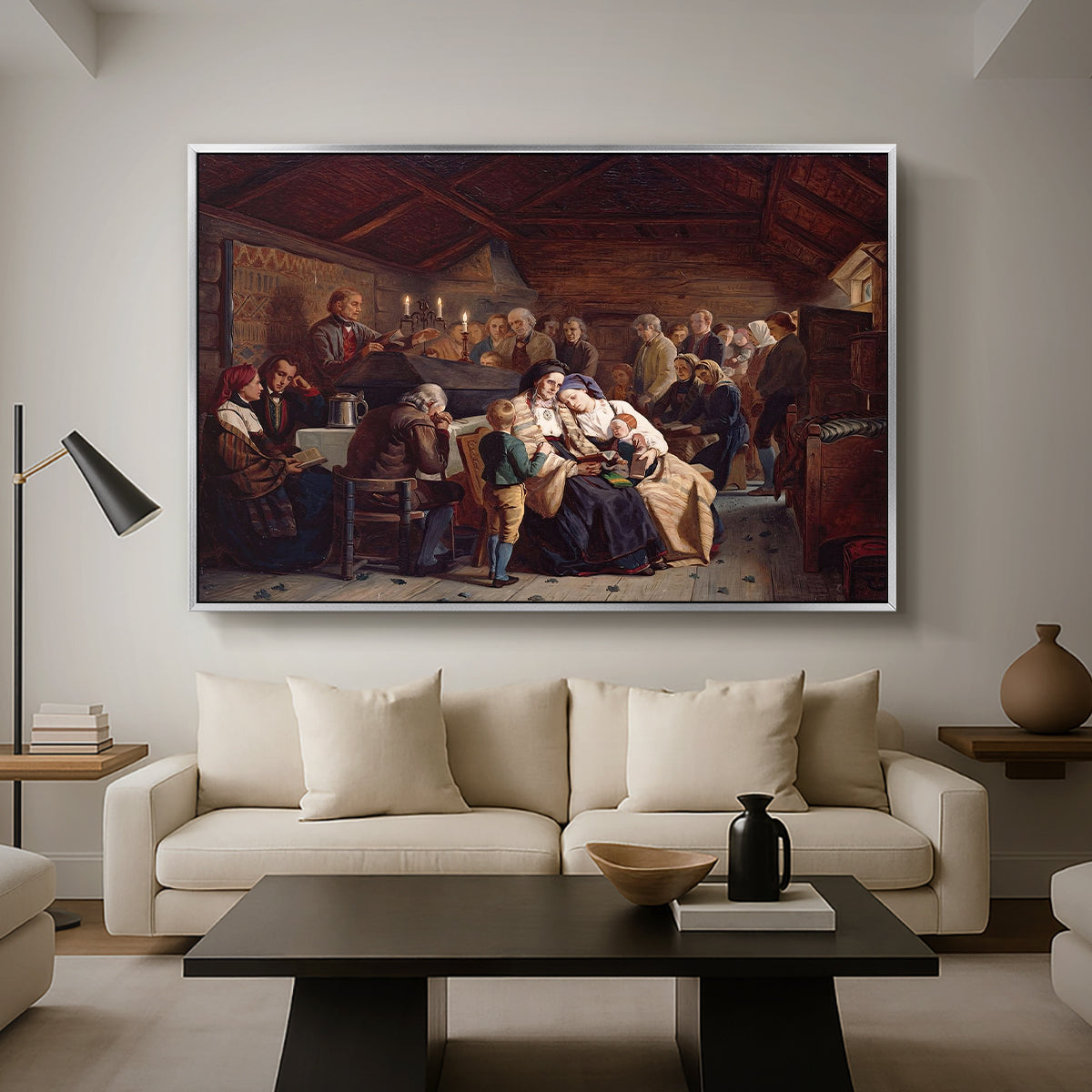 Funeral Feast, 1854 - Floater Framed Canvas Print