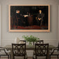 Canvas art print featuring a group of figures gathered indoors around central figure, showcased as a statement wall artwork
