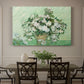 Canvas art print featuring a cluster of roses arranged in soft still life with light background, showcased as a statement wall artwork