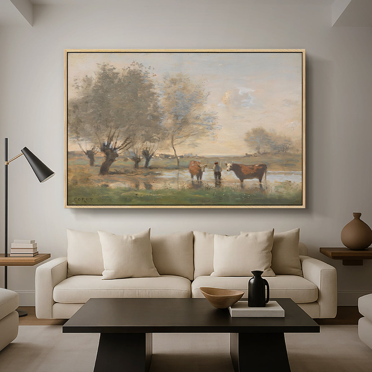 Cows in a Marshy Landscape, c. 1873-1874 - Floater Framed Canvas Print