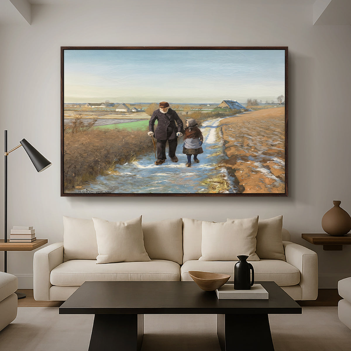 The Old Man and the Child, 1888 - Floater Framed Canvas Print