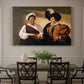 Canvas art print featuring a woman reading a young man's palm while secretly stealing his ring, showcased as a statement wall artwork