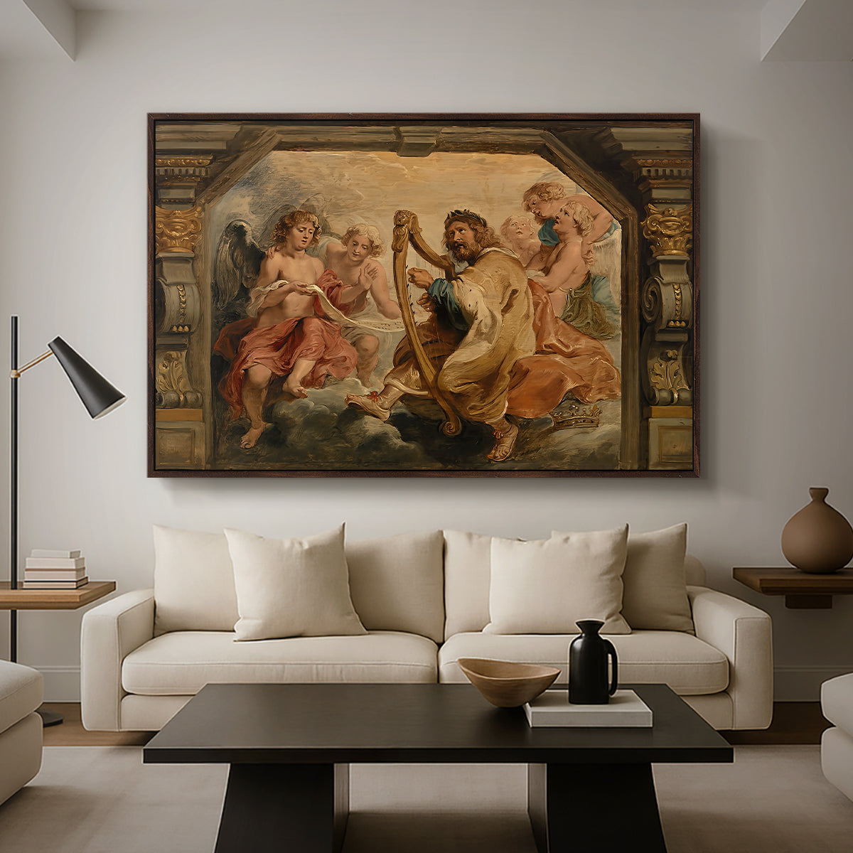 King David Playing the Harp, c. 1627-1628 - Floater Framed Canvas Print