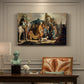 Canvas art print featuring a biblical scene with David holding Goliath's head, presented within a refined interior setting