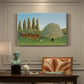 Canvas art print featuring grazing animals in open meadow with trees and simple landscape, presented within a refined interior setting