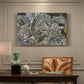 Canvas art print featuring clustered geometric houses forming dense urban landscape with sharp angles, presented within a refined interior setting