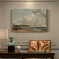Canvas art print featuring a wooden jetty extending into sea with open horizon, presented within a refined interior setting