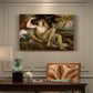 Canvas art print featuring a reclining mythological figures with Cupid in warm-toned classical setting, presented within a refined interior setting