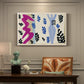 Canvas art print featuring an abstract cut-out composition suggesting a knife thrower, presented within a refined interior setting