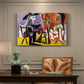 Canvas art print featuring an artist and model in interior using fragmented geometric forms, presented within a refined interior setting