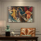 Canvas art print featuring multiple figures swirling through sky representing storm forces in motion, presented within a refined interior setting