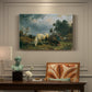 Canvas art print featuring grazing livestock resting in open heath landscape, presented within a refined interior setting