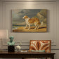 Canvas art print featuring a collie dog standing alert in open landscape, presented within a refined interior setting
