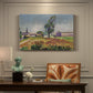 Canvas art print featuring a bridge spanning a river in a quiet landscape with trees and open sky, presented within a refined interior setting