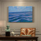 Canvas art print featuring coastal dunes and water in horizontal color bands, presented within a refined interior setting