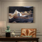 Canvas art print featuring a boat navigating fast-moving river rapids with figures aboard, presented within a refined interior setting