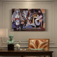 Canvas art print featuring multiple female figures arranged in angular interior composition, presented within a refined interior setting