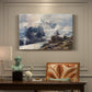 Canvas art print featuring a towering mountain peak rising above rocky alpine landscape, presented within a refined interior setting