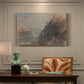 Canvas art print featuring a river landscape with castles along steep terrain, presented within a refined interior setting