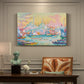 Canvas art print featuring a harbor with city skyline and boats, presented within a refined interior setting