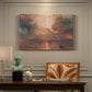Canvas art print featuring a volcanic eruption with glowing lava and smoke, presented within a refined interior setting