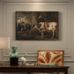 Canvas art print featuring two oxen standing side by side in open rural landscape, presented within a refined interior setting