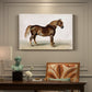 Canvas art print featuring a sturdy cart horse standing in profile against plain background, presented within a refined interior setting