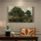 Canvas art print featuring a dense forest landscape with trees and filtered light across ground, presented within a refined interior setting