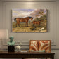 Canvas art print featuring a group of horses gathered together in landscape setting, presented within a refined interior setting