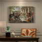 Canvas art print featuring a chaotic battle scene with mounted warriors charging across landscape, presented within a refined interior setting